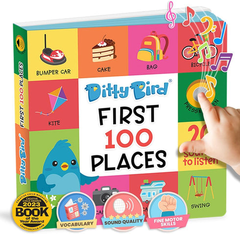 Ditty Bird Talking Books 100 Places | 100 Words for Vocabulary & Speech Learning | Sound Books for Toddlers 1-3 | Children's Interactive Toddler B...