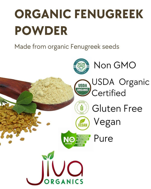 Jiva Organics Organic Fenugreek Powder 7oz Bag - Gluten Free, Non-GMO, Methi Powder, Pure, Raw & Natural - Great As A Spice Or Even For Hair Growt...
