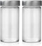 2 Pcs Glass Spice Jars/Bottles - 3oz Empty Round Spice Containers with Airtight Metal Caps with Shaker Lids (2, clear)...