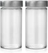 2 Pcs Glass Spice Jars/Bottles - 3oz Empty Round Spice Containers with Airtight Metal Caps with Shaker Lids (2, clear)...