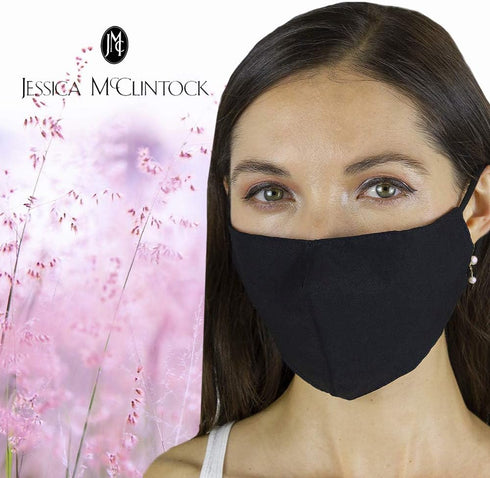 Jessica McClintock Women's 2-Piece Fashionable Cloth Face Mask for Outdoors Dust Sun and Wind - Washable Cotton Facial Cover with High Elasticity ...