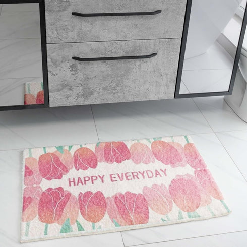 Tulips Flower Front Door Mat 23.6" X 15.7" Inches - 60 x 40 cm Washable Non-Slip Absorbent Resist Dirt Entrance Door Mat Rugs...