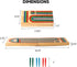 GSE Wooden Folding 3-Track Color Coded Travel Cribbage Board with 6 Plastic Pegs, Wooden Travel Portable Cribbage Board Game Set...