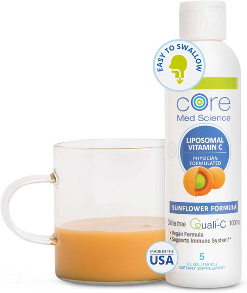Core Med Science Liposomal Vitamin C 1000mg Liquid - Sunflower Formula, 5 Fl Oz - Natural Liposomal Vitamin C Non-GMO Supplement - Immune System B...