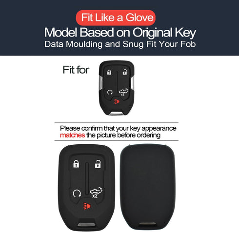 2pcs Compatible with Chevrolet Silverado 1500 2500 3500 HD GMC Sierra 1500 2500 3500 HD Limited 5 Buttons Key Fob Cover Case Key Chain Protector K...