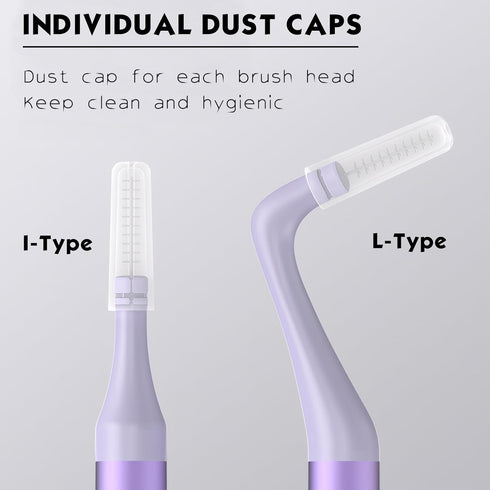 Portable Box Interdental Brush, Soft Dental Brush of Teeth Cleaning Tools for Effective Plaque Removal, L-Type+I-Type Head Interdental Brushes Bet...