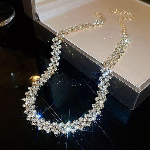 JEAIRTS Choker Rhinestone Necklace Diamond Row Necklaces Crystal Chokers Necklace Chain Jewerly Sparkly Party Prom Accessories for Women and Girls...
