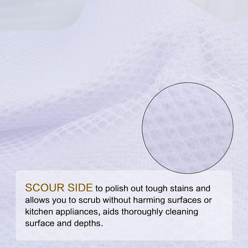 SINLAND Wholesale Microfiber Dish Cloth Best Kitchen Cloths Cleaning Cloths with Poly Scour Side 12Inchx12Inch 10 Pack White...