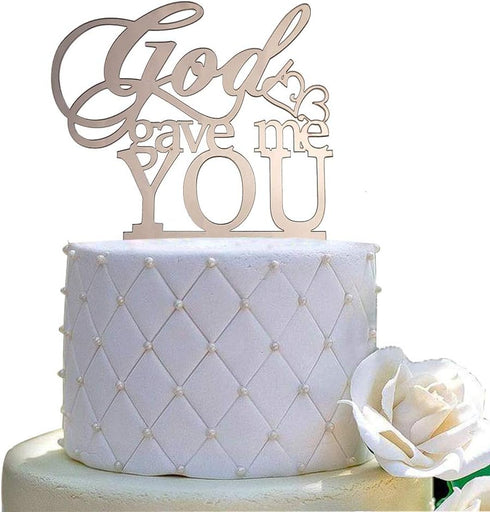 God Gave Me You Wedding Cake Topper for Wedding/Engagement/Marriage Party Decorations (Mirror Rose Gold Acrylic)...