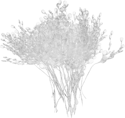 Fityle 50pcs Crystal Bud Branches Artificial Flower Twigs for Wedding Party Home Decor Floral Crafts - White, 15cm...
