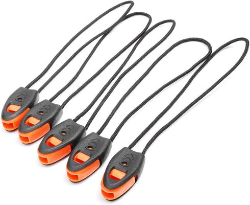 5 Pack Zipper Pull Whistles, Loud Emergency Survival Whistle for Kayak Canoe Fishing Lanyard Zipper Pull Cord Ends Lock Paracord Knife Outdoor Cam...