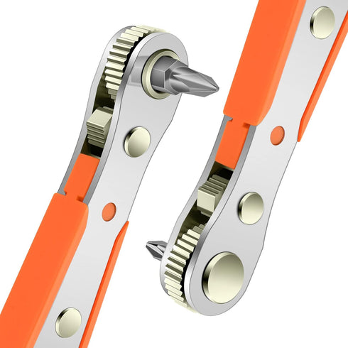 Mini Ratchet Wrench,Right Angle Phillips Magnetic Screwdriver for Tight Spaces with 1/4" Drive High Torque Offset Reversible Mini Ratchet Offset S...
