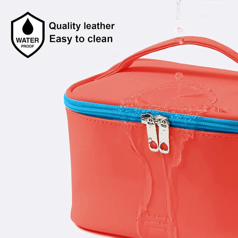 Meiyuuo Medium Makeup Bag Portable Cosmetic Bags for Women Small Zipper Pouch Make Up Organizer Waterproof (Red)...