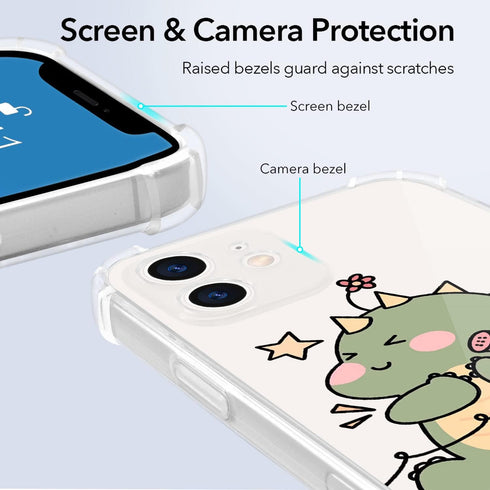 JOYLAND Clear Couple Case for iPhone 13 Green Dinosaur Cute Matching Phone Case for Girls&Women Full Protective Anti-Scratch TPU Soft Bumper Cover...