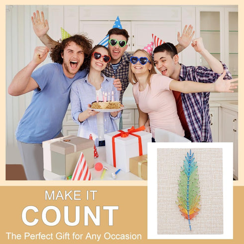 WEBEEDYDIY String Art Kit for Adults Beginners, DIY Feather Nail String Craft Kit, Include All Necessary Accessories and Frame, Creative Craft Kit...