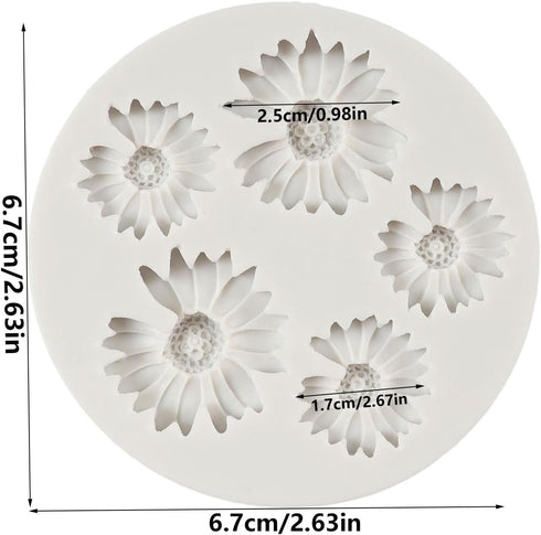 Daisy Flower Silicone Fondant Mold Flower Chocolate Candy Molds For Flower Cake Decoration Cupcake Topper Sugar Craft Polymer Clay Gum Paste...