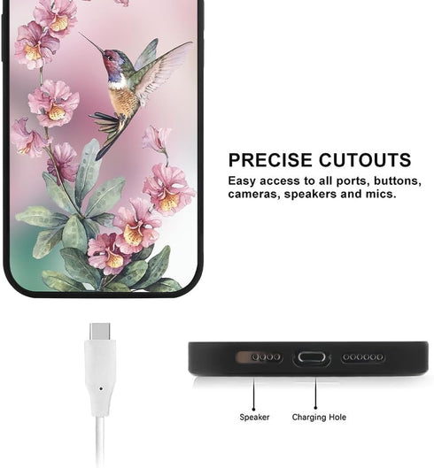 OOK Designed for iPhone 15 Case Built in Screen Protector Cute Blue Floral Flower Design for Women Girls Hard PC Back Anti Slip Shockproof Protect...