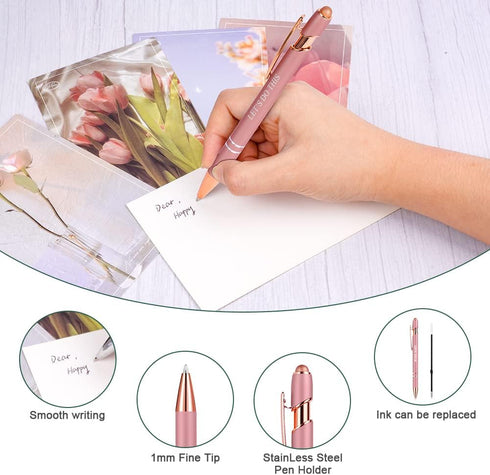 AUAUY 12 PCS Snarky Office Pens, Ballpoint Pens Set with 12 Replacement Refills, 2 in 1 Stylus Pen Stylish Pen, Office Metal Inspirational Pen, Fu...