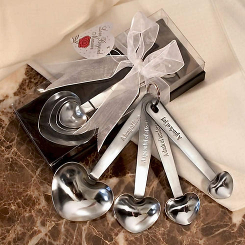 FASHIONCRAFT 4801 Love Beyond Measure Heart Measuring Spoons, Silver Measuring Spoons, Wedding Favor, 1-Piece...