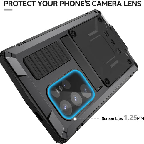 Samsung Galaxy S24 Ultra Metal Case with Kickstand Screen Protector Camera Cover S24 Ultra Sturdy Military Armor Durable Full Body Heavy Duty Shoc...