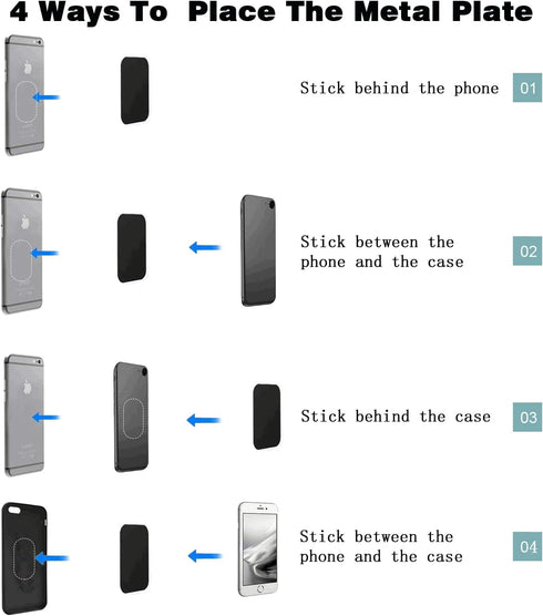 Phone Magnet,Magnet for Phone Case Car Mount,4 Piece Phone Magnet Plate,Metal Plates for Magnetic Mount(9 Rectangle and 9 Round) Magnet for Phone ...