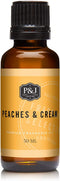 P&J Trading - Peaches & Cream Scented Oil 30ml - Fragrance Oil for Candle Making, Soap Making, Diffuser Oil...