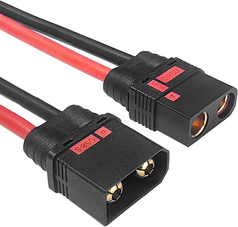 Qs8 Connector with 7.4 inches 10gauge Silicone Wire Anti-Spark Connector Set (2 Pack) Male & Female 500A Burst/Gold Plated 8MM Bullets...