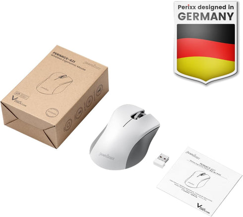Perixx PERIMICE-621M Wireless Mouse - Silent Click with Ergo Design - Compatible for Desktop and Laptop PC - Wireless 2.4 GHz - Beige...