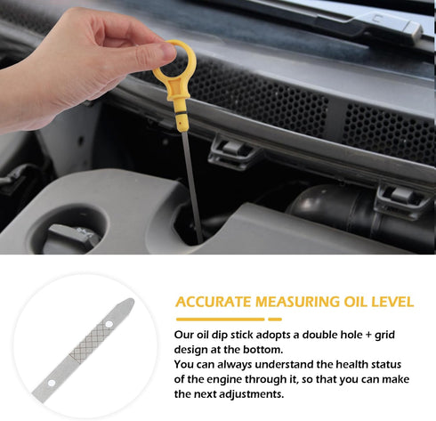 Car Engine Oil Dipstick Replacement OEM#CJ5Z-6750-A Compatible with Ford Lincoln with 2.0L Ecoboost Engines - Professional Double Hole Dip Stick C...