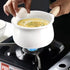 Jucoan 1 Quart Enamel Milk Pan with Dual Pour Spout, Small Enamel on Steel Saucepan Milk Pot Butter Warmer with Wooden Handle, Stove Top Soup Pot ...