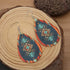 Western Cowboy Earrings Set Boho Aztec Pattern Leather Earrings for Women Boho Vintage Handmade Bohemian Turquoise Jewelry Cow Print Leather Teard...