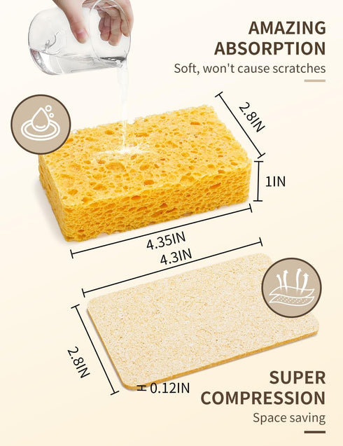 Supercenter Sponges Kitchen 6 Pcs/12 Pcs Wood Pulp Sponge for Dish Soft Non Scratches Super Compression Multi Functional (MIX color-12pcs)...