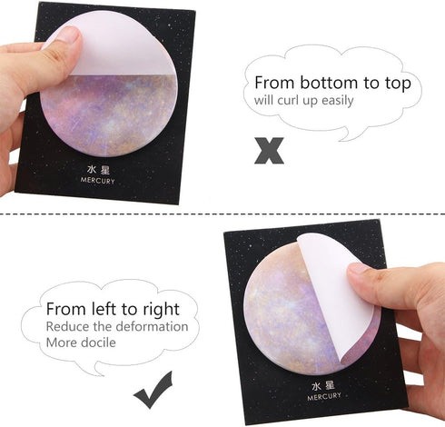 GTHER Planet Sticky Note, Moon Earth Sticky Notes Cute Fun Cool Circle Self-Adhesive Note Self-Stick Memo Pad Notes for College Classroom Office N...