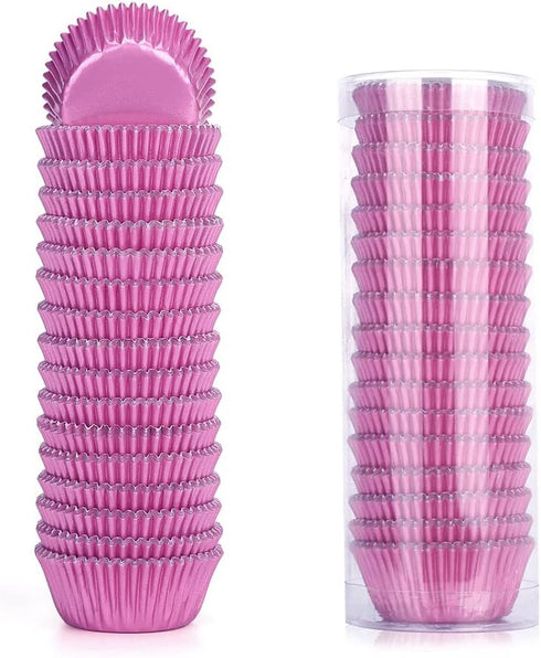 Gifbera Pink Foil Cupcake Liners Mini Size Muffin Baking Cups 300 Count, Pink...