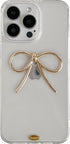 Simple 3D Bow Clear Soft Phone Case Compatible with iPhone Case (Gold,iPhone 15)...