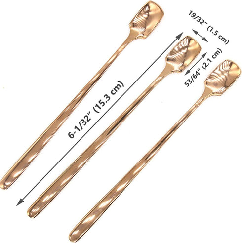 6 PCs Stainless Steel Mixing Spoon with Rose Gold Finish - Stirrer Spoon with Shovel-Shaped Head for Coffee, Ice Tea, Soft Drink, Cocktail, Length...