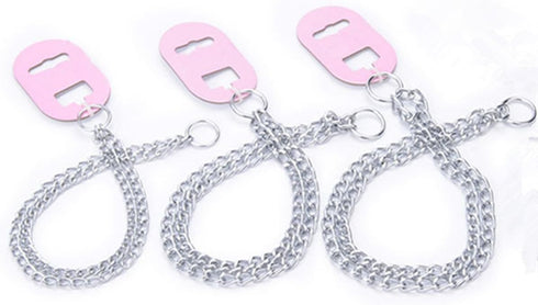 Dog Chain Collar Pet Iron Metal Double Chain Row Neck Leash Gear Choke Chain Walking Training for Small Medium Large Dogs,45cm...