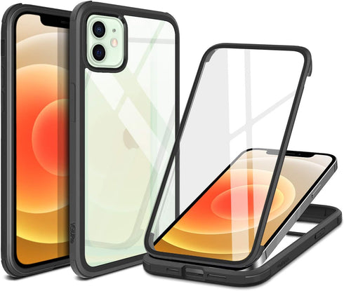 Glass+ Case Compatible with iPhone 11 6.1 inch Full-Body Clear Bumper Case with Built-in 9H Tempered Glass Screen Protector...