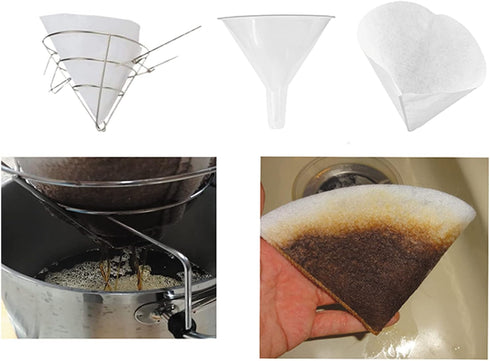 50 filter cones and funnels 4.5" Fryer Oil Filters Deep Fryer Oil Filter Funnel Non Woven Filter Cone Grease Filter Cones Best For Restaurants, Ca...