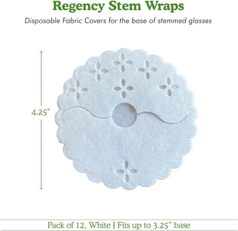 Regency Wraps Fabric Stem Wraps, Covers for Stemmed Glass Bases, Pack of 12 Elegant Yet Absorbent and Disposable Table Decor, Fit up to 3.25" Base...
