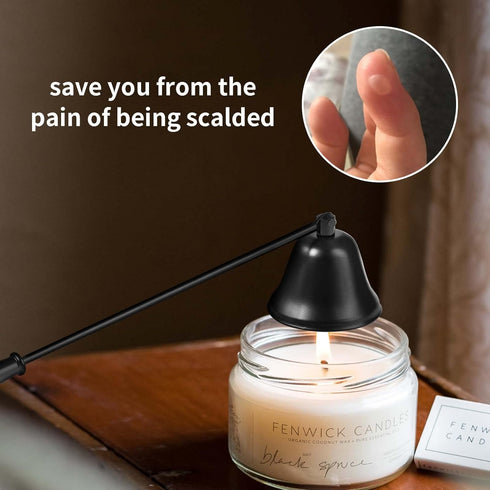 Kirecoo Candle Snuffer Extinguisher with Long Handle, Polished Stainless Steel Wick Flame Snuffer for Putting Out Wick Flame Safely, Black Candle ...