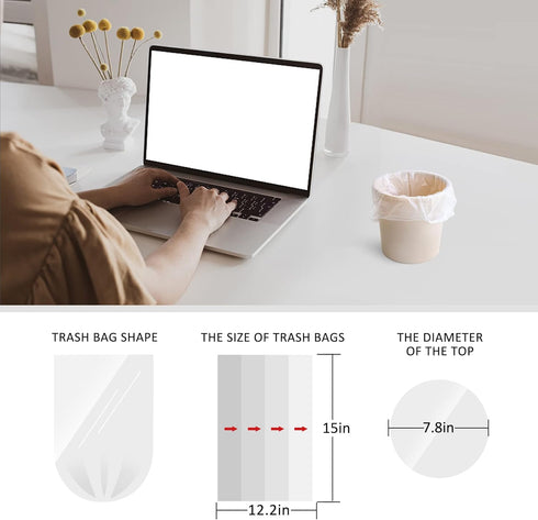 3.2 Gallon 100 Counts Strong Trash Bags Garbage Bags by Teivio, Bathroom Trash Can Bin Liners, Plastic Bags for home office kitchen, Clear...