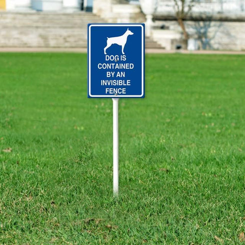 Dog is Contained by An Invisible Fence Yard Sign with Stake 7x8.8inch Rustproof Outdoor Aluminum Sign for Yard Garden Lawn Street Outdoor...
