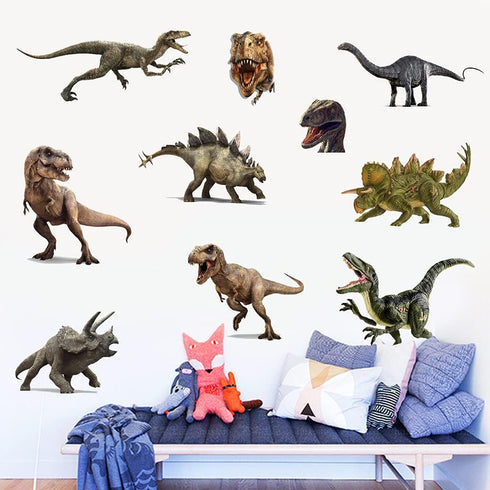 Kiddle 3D Watercolour Dinosaur Kids Wall Stickers, Peel and Stick Removable Wall Decals for Kids Nursery Bedroom Living Room...