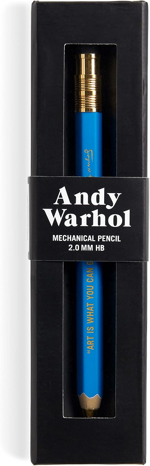 Galison Andy Warhol Philosophy – Mechanical Pencil Featuring Famous Andy Warhol Quote With Gold Lettering and Refillable Lead and Eraser...