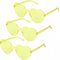 3 Pair Heart Shaped Sunglasses for Women, Heart Glasses, Heart Sunglasses, Light Yellow...
