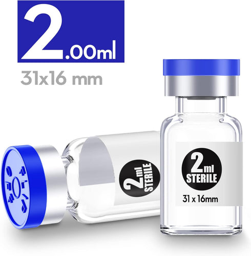 Ks-Tek Sterile Empty Vials with Self Healing Injection Port,with Aluminum Plastic Cap,Sterile Package (2ml Clear,10)...