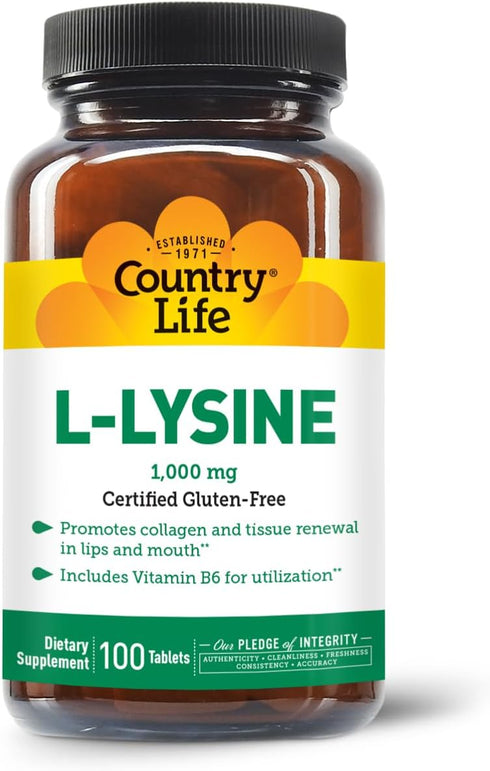 COUNTRY LIFE VITAMINS L-Lysine 1000 Mg with B-6, 2.5 Pounds...
