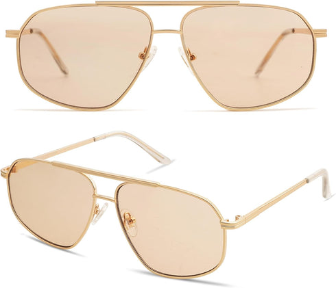 SOJOS Classic Retro Aviator Sunglasses for Women Men Vintage Hexagonal Metal Frame UV400 Lenses SJ1200...