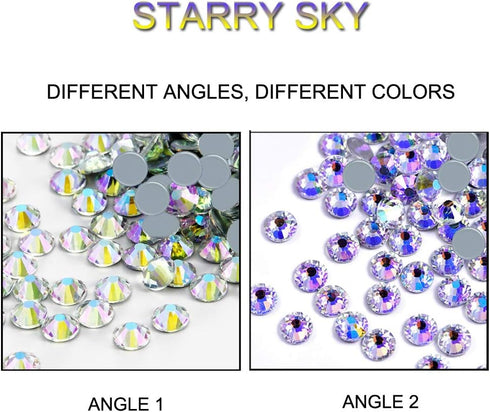 Dowarm 1440 Pieces Hotfix Crystal Rhinestones for Clothes Crafts, Hot Fix Glue on Flatback Crystals, Iron on Crystal Rhinestone (Moonlight/Starry ...